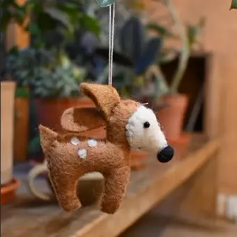 Felted wool Deer Charm 