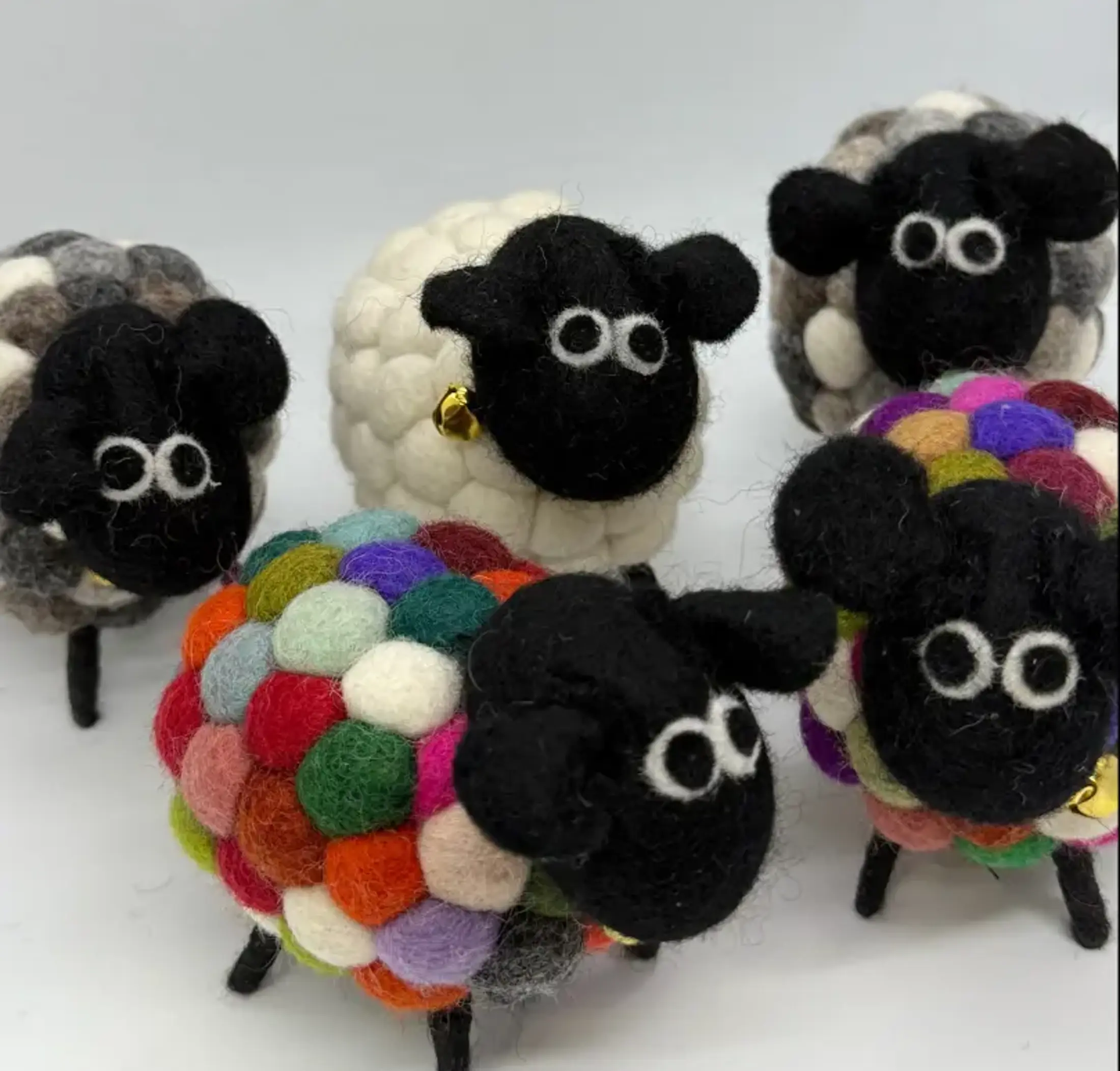 Sheep felted wool doll