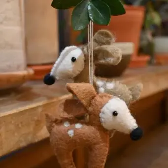 Felted wool Deer Charm